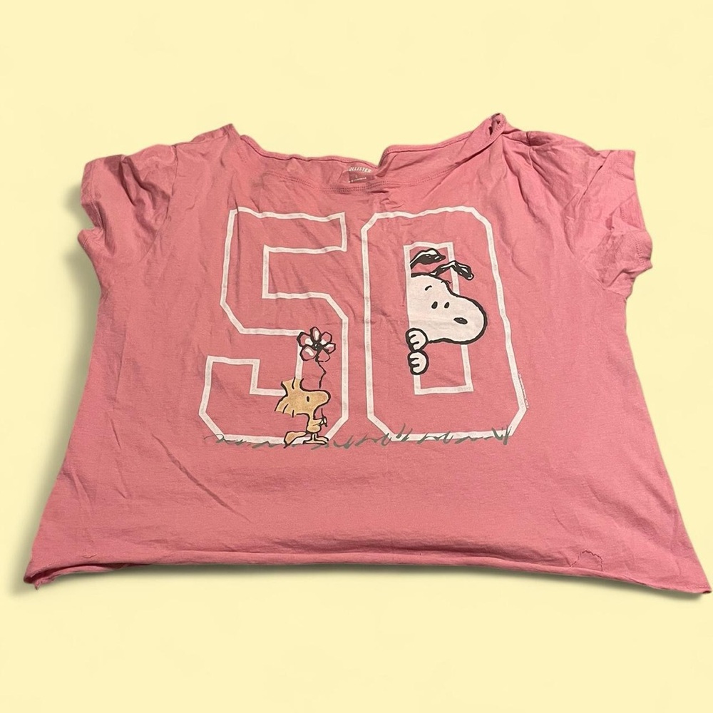 Hollister Pink Snoopy Graphic Tee